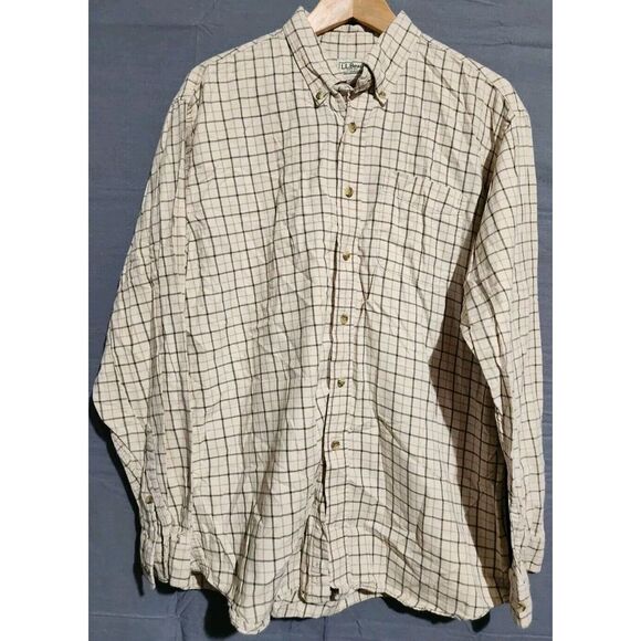 L.L. Bean Shirt Mens L Lightweight Check Flannel Long Sleeve Brushed Flannel - Picture 2 of 4